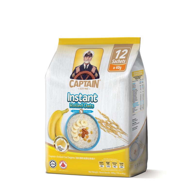 Captain Oats Instant Rolled Oats Sachets 12's