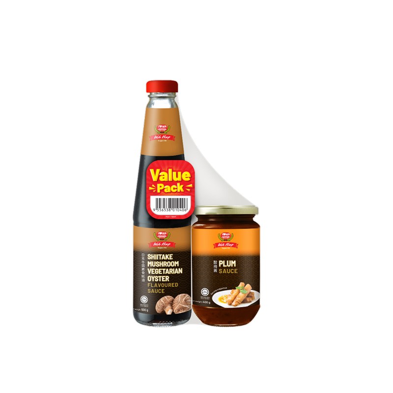 Woh Hup Shiitake Mushroom Vegetarian Oyster Flavoured Sauce 500g+Plum Sauce 400g